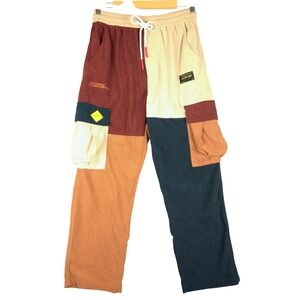 Eifric Eden Mens‎ Corduroy Color Block Cargo Pants Drawstring Waist Casual 28